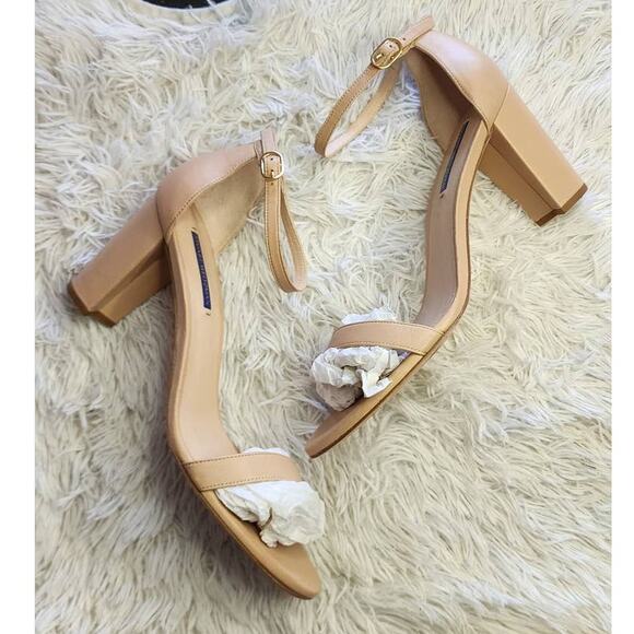 Stuart Weitzman Nearlynude Strap Leather Sandals 12 - Picture 2 of 13